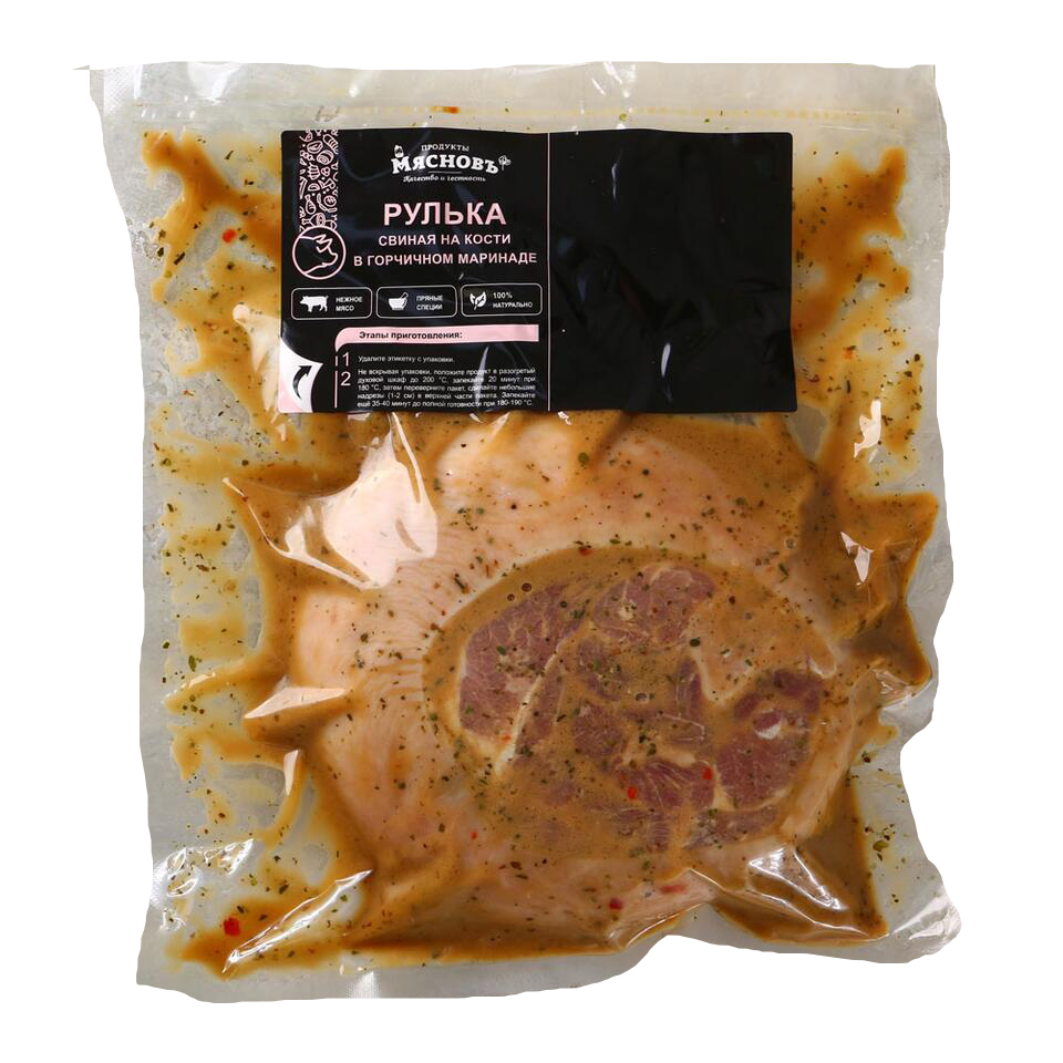 

Рулька свиная на кости МясновЪ в горчичном маринаде для запекания охлажденная
