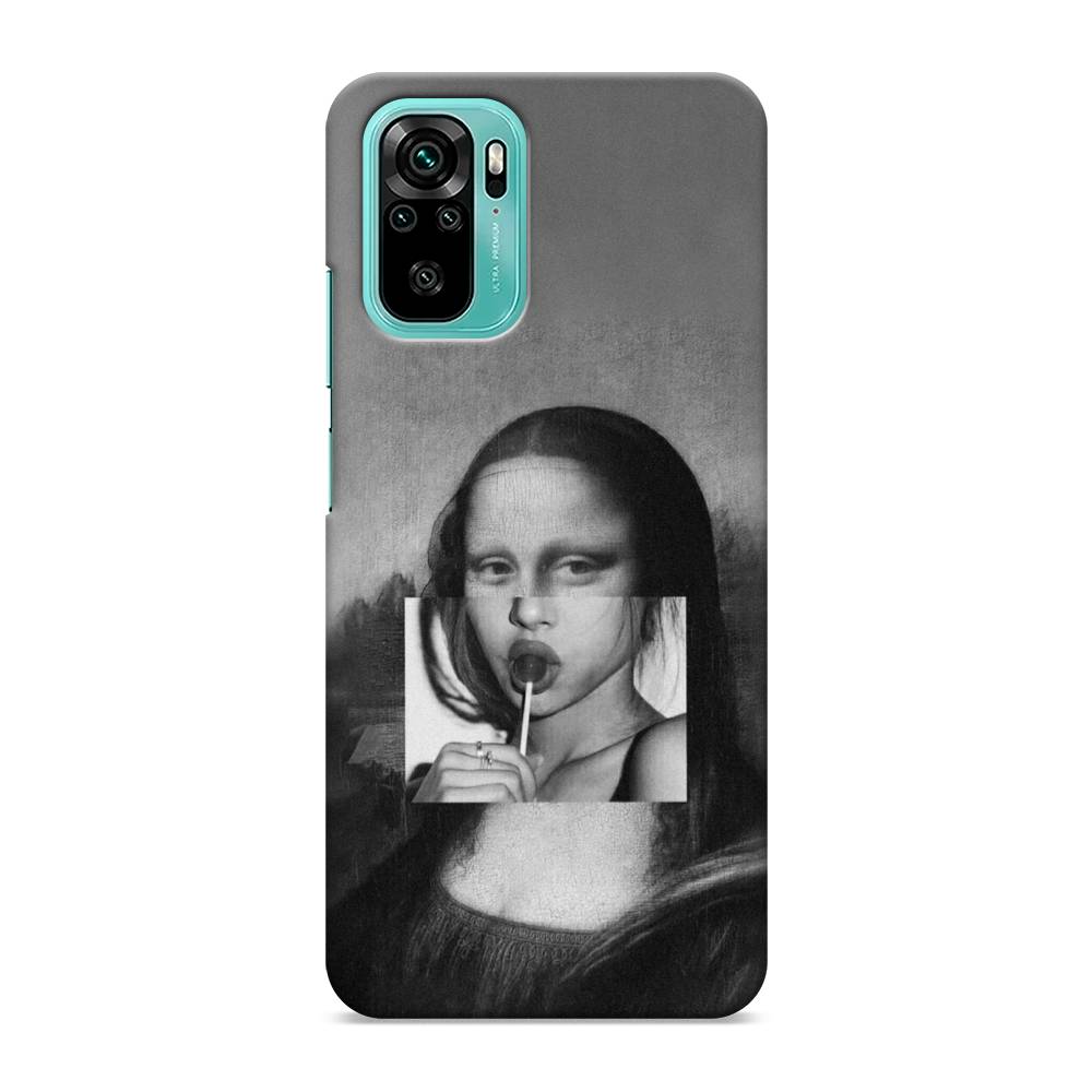 фото Пластиковый чехол "mona lisa sucking lollipop" на xiaomi redmi note 10 awog