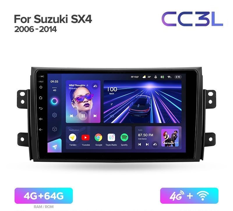 Магнитола TEYES SUZUKI SX4 2006-2014 г CC3L 464ГБ Android 10 IPS экран DSP 4G модем 4789000₽