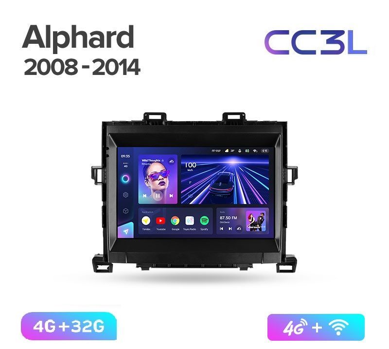 Магнитола TEYES TOYOTA ALPHARD 2008-2014 г CC3L 432ГБ Android 10 IPS экран DSP 4G мод 2689000₽