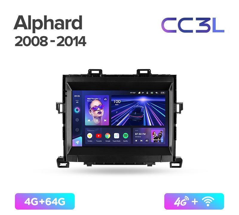 Магнитола TEYES TOYOTA ALPHARD 2008-2014 г CC3L 464ГБ Android 10 IPS экран DSP 4G мод 2889000₽