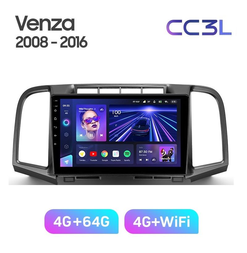 Магнитола TEYES TOYOTA VENZA 2008-2016 г CC3L 464ГБ Android 10 IPS экран DSP 4G модем 2789000₽