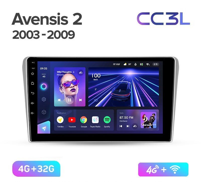 Магнитола TEYES TOYOTA AVENSIS 2003-2009 г CC3L 432ГБ Android 10 IPS экран DSP 4G мод 2589000₽