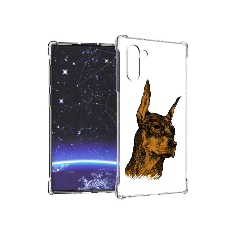 

Чехол MyPads Tocco для Samsung Galaxy Note 10 скетч доберман (PT135782.511.605), Прозрачный, Tocco