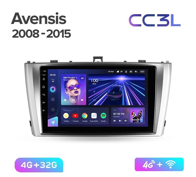 Магнитола TEYES TOYOTA AVENSIS 2008-2015 г. CC3L 4/32ГБ Android 10, IPS экран, DSP, 4G мод