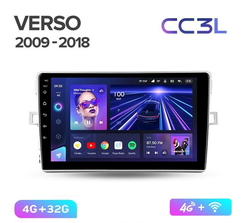 

Магнитола TEYES TOYOTA VERSO 2009-2018 г. CC3L 4/32ГБ Android 10, IPS экран, DSP, 4G модем, сс3л версо