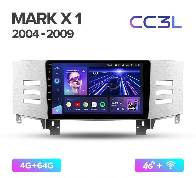 Магнитола TEYES TOYOTA MARK X 2004-2009г. CC3L 4/64ГБ (ЛЕВЫЙ РУЛЬ) Android 10, IPS экран,