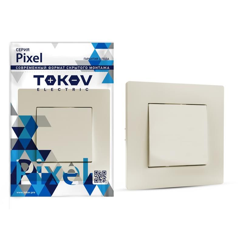 фото Выключатель 1-кл. сп pixel 10а ip20 в сборе беж. tokov electric tke-px-v1f-c02