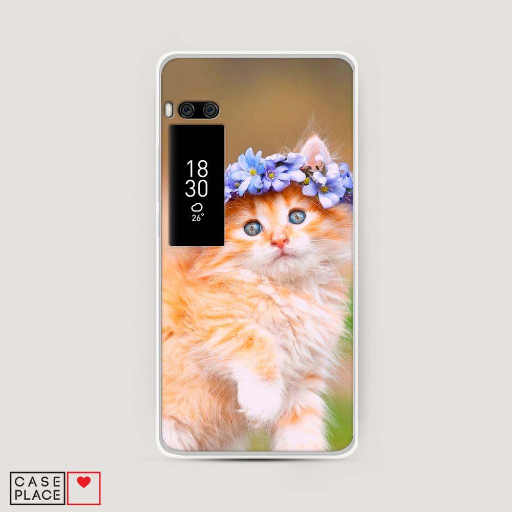 

Чехол Awog на Meizu Pro 7 "Рыжий кот в венке", Коричневый;синий, 71850-1