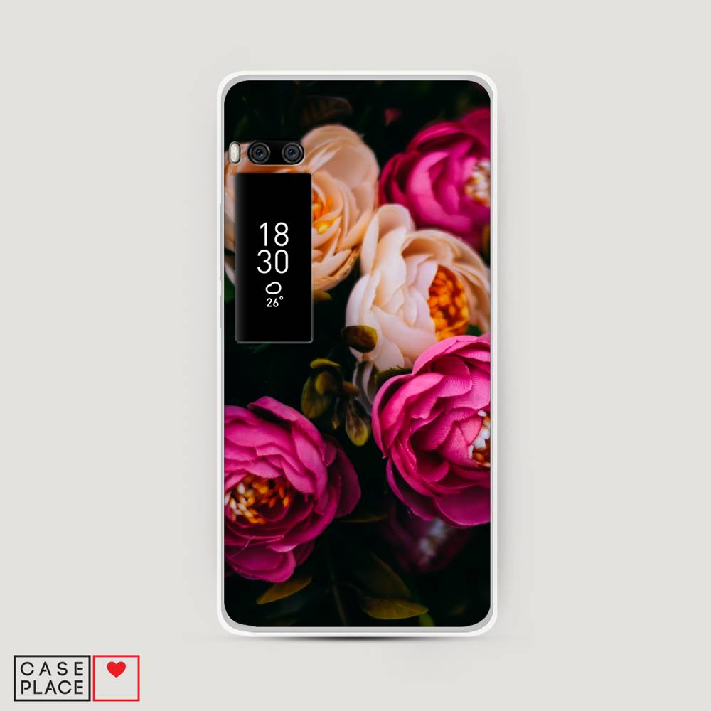 

Чехол Awog на Meizu Pro 7 "Розовые пионы на черном", Розовый;черный, 71850-8