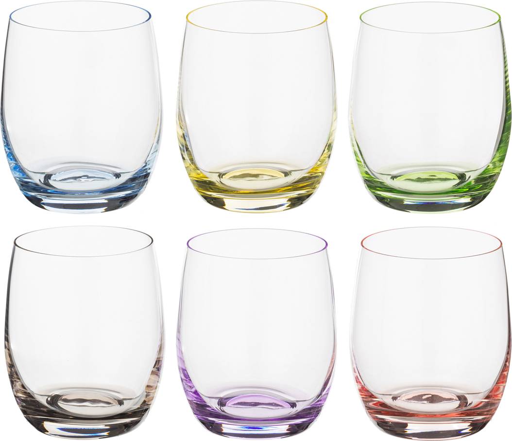 

Набор из 6 штук Стаканы для виски Bohemia Crystal Rainbow 300 мл 9 см, Разноцветный