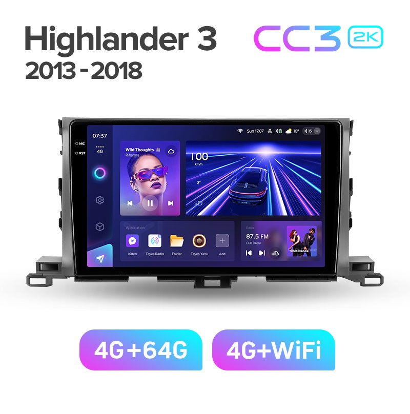 Магнитола TEYES TOYOTA HIGHLANDER 2013- 2018 г CC3 2K 464ГБ 3789000₽
