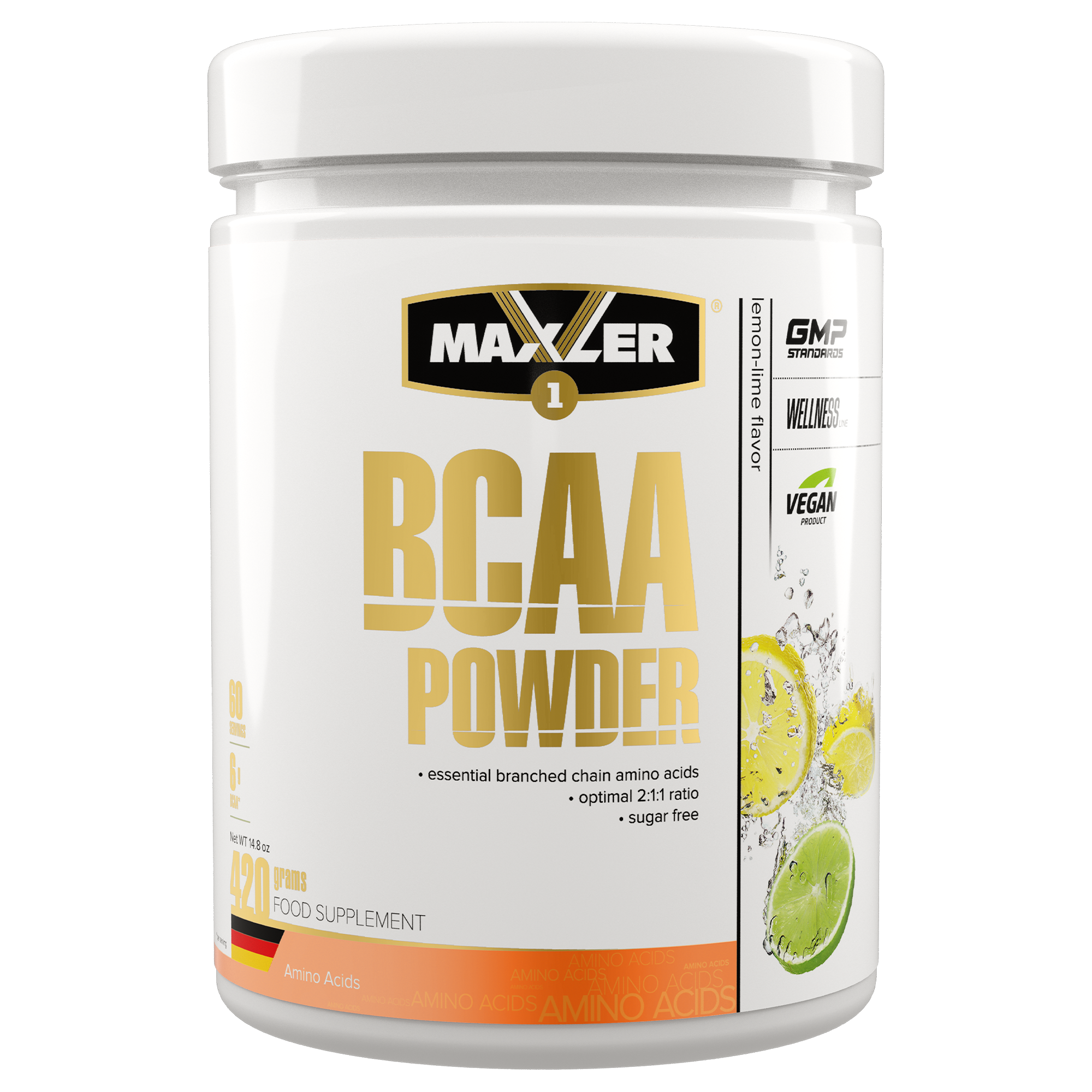 Maxler BCAA Powder без сахара, 420 г, вкус: лимон-лайм