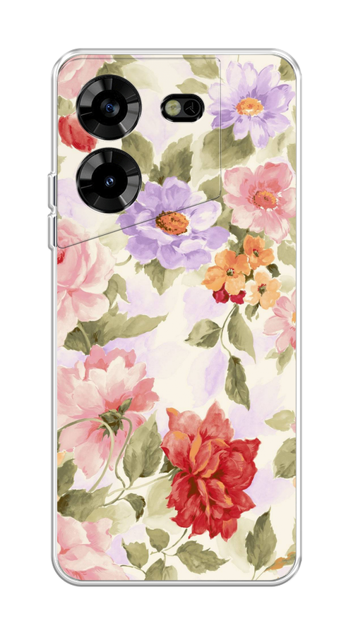 

Чехол Homey на Tecno Pova 5 "Акварельные пионы", Розовый;бежевый, 303950-1