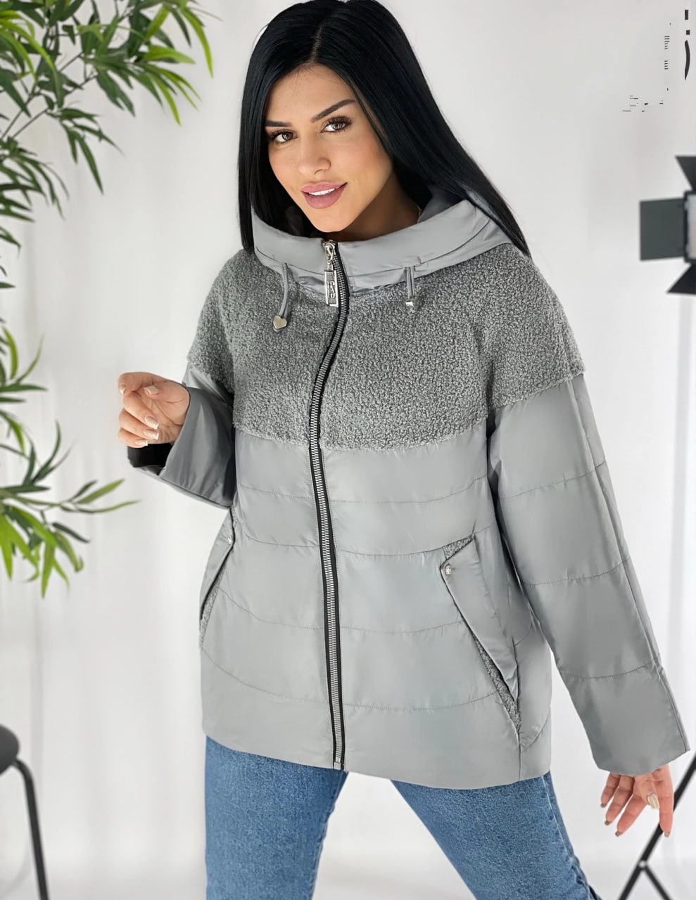 

Куртка женская 7027 серая 50 RU, Серый, 7027