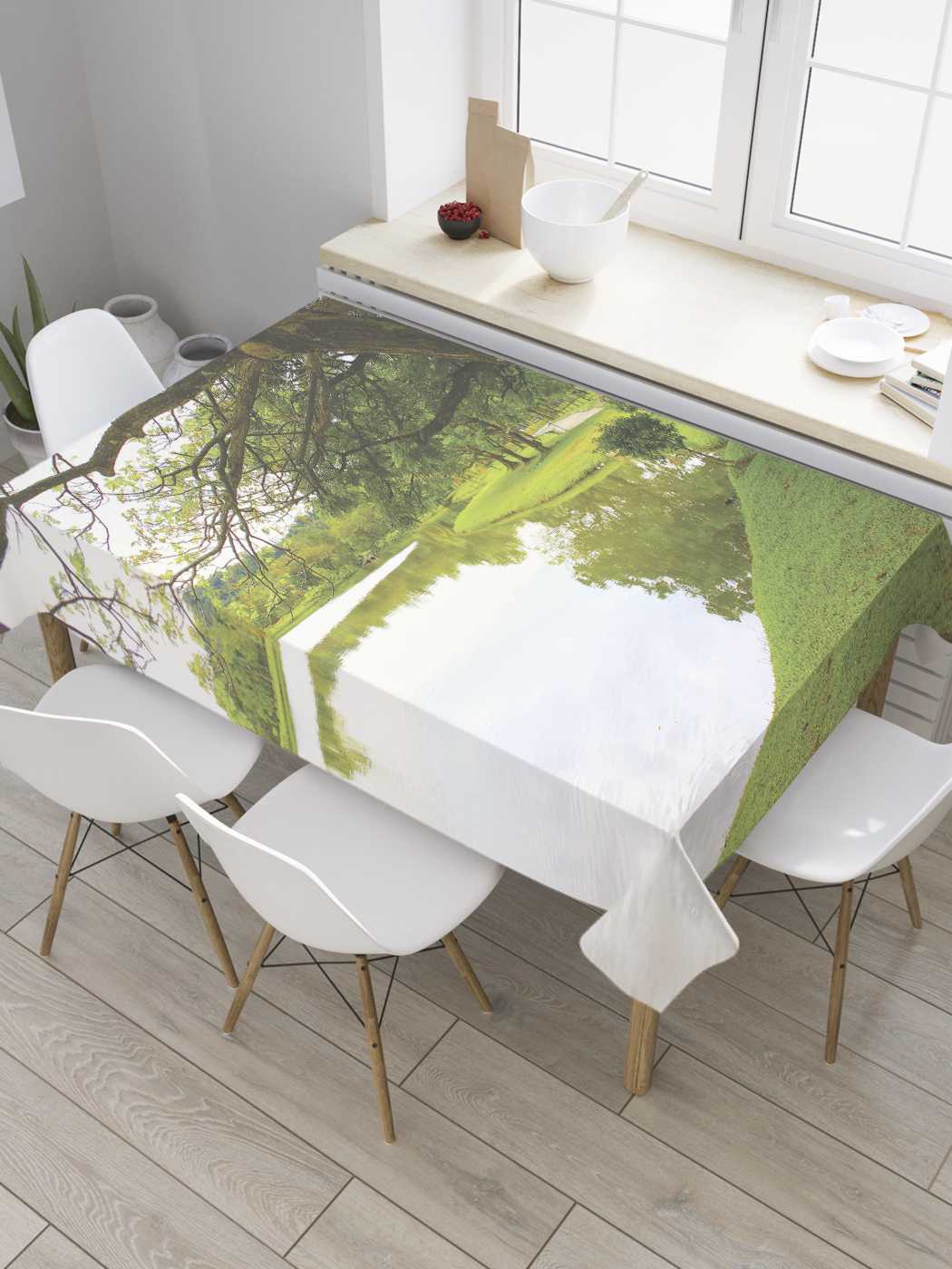 

Скатерть прямоугольная JoyArty "Чистое озеро" из сатена, 180x145 см, Зеленый, Чистое озеро