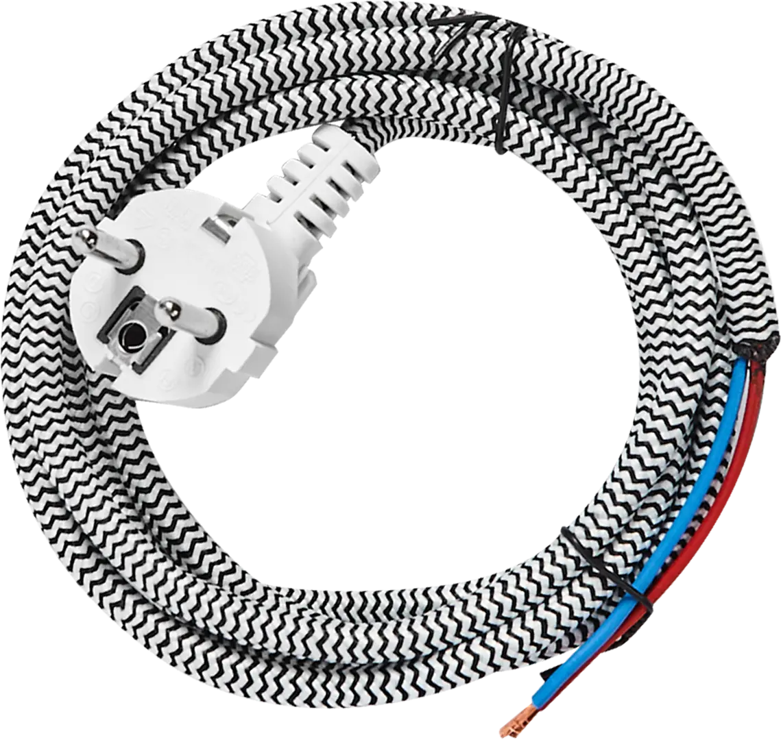 Шнур сетевой Oxion с заземлением 3x1.5 мм 2 м 2 м 16 А цвет серый сетевой шнур эра