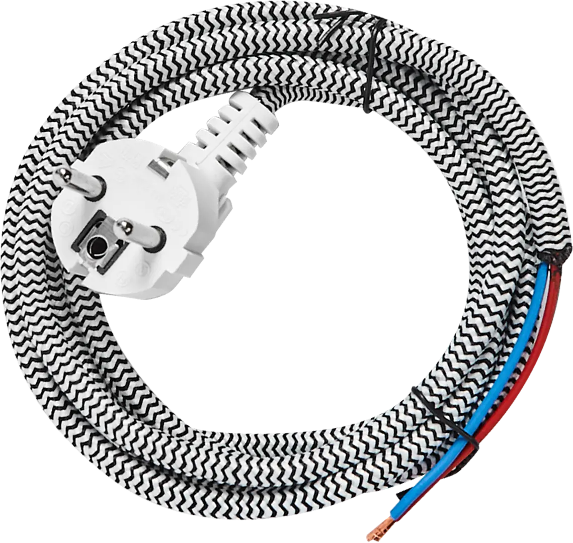 фото Шнур сетевой oxion с заземлением 3x1.5 мм 2 м 2 м 16 а цвет серый