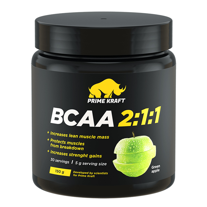 

PrimeKraft BCAA 2:1:1, 150 г, вкус: зеленое яблоко, BCAA 2:1:1