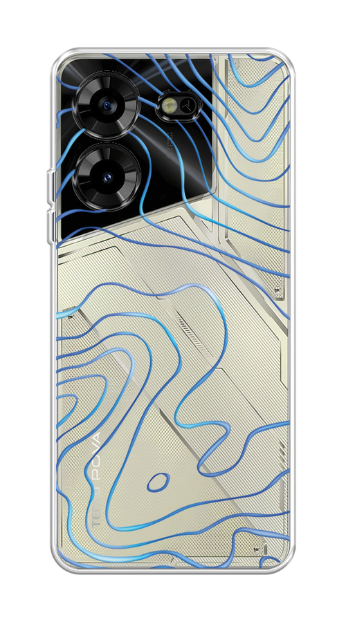 

Чехол Homey на Tecno Pova 5 "Blue lines", Прозрачный;синий, 303950-1