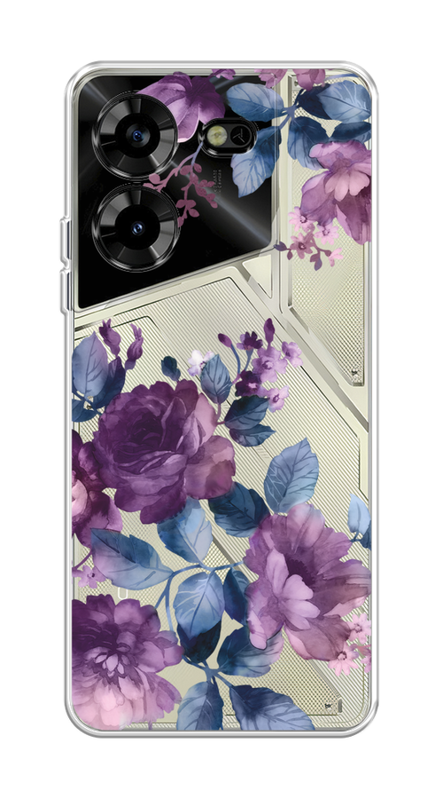 

Чехол Homey на Tecno Pova 5 "Purple Blossoms", Синий;фиолетовый, 303950-1