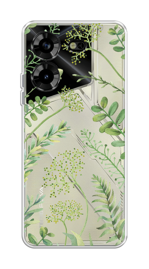 

Чехол Homey на Tecno Pova 5 "Green Leaves", Зеленый;прозрачный, 303950-1