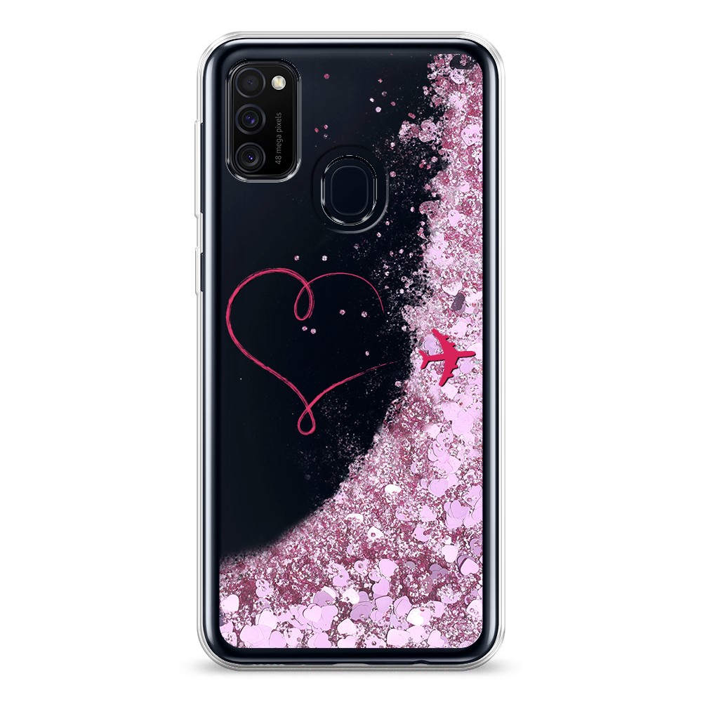 

Жидкий чехол с блестками "Сердце и самолет" на Samsung Galaxy M30s, 29894-1