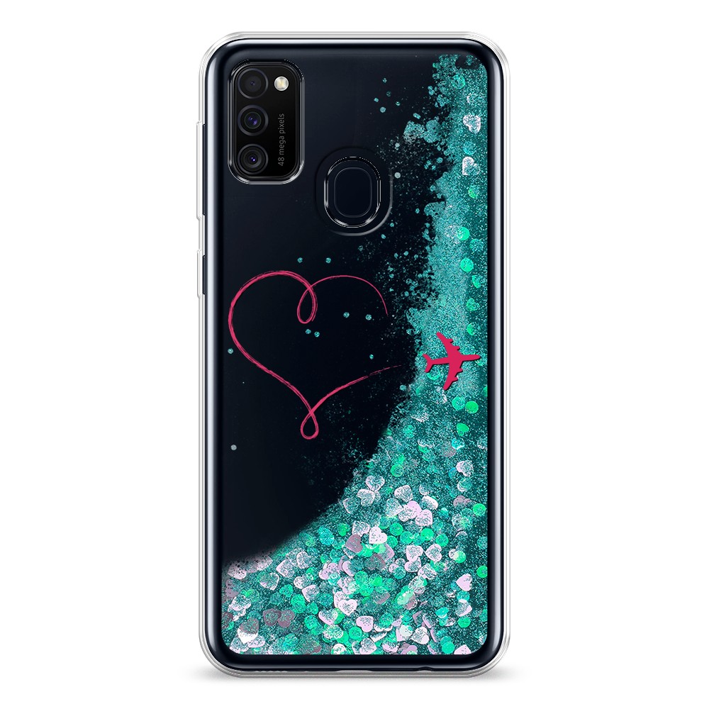 

Жидкий чехол с блестками "Сердце и самолет" на Samsung Galaxy M30s, 29895-1