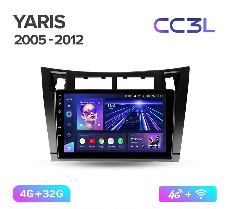 Магнитола TEYES TOYOTA YARIS 2005-2012 г CC3L 432ГБ Android 10 IPS экран DSP 4G модем 2689000₽