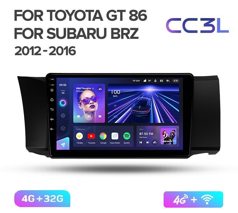 Магнитола TEYES TOYOTA GT 86/Subaru BRZ 2012-2016г. CC3L 4/32ГБ Android 10, IPS экран, DSP