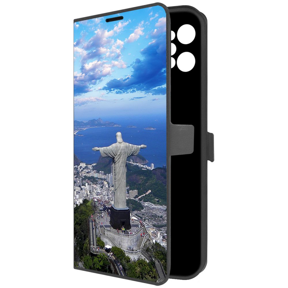 

Чехол-книжка Krutoff Eco Book для Realme C31 Бразилия, Статуя Христа (черный)