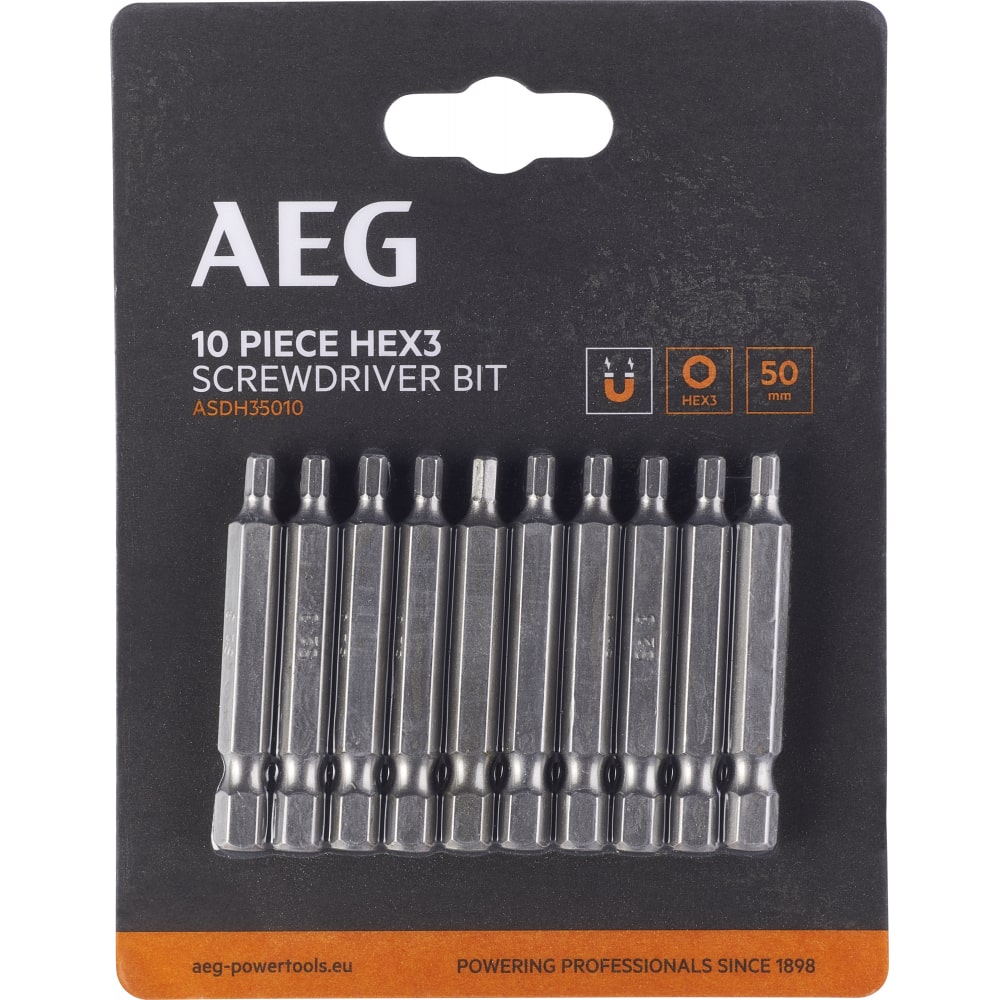 

Биты 10 шт, Hex 3, 50 мм AEG ASDH35010 4932479519