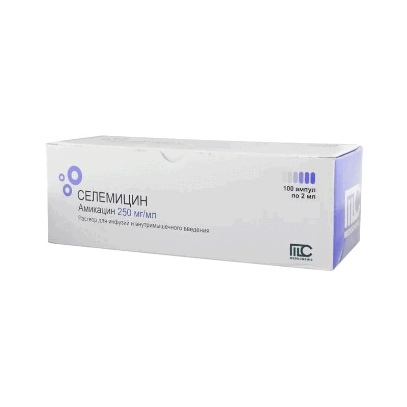 

Селемицин р-р д/инф.и в/м введ.250мг/мл фл.2мл №100