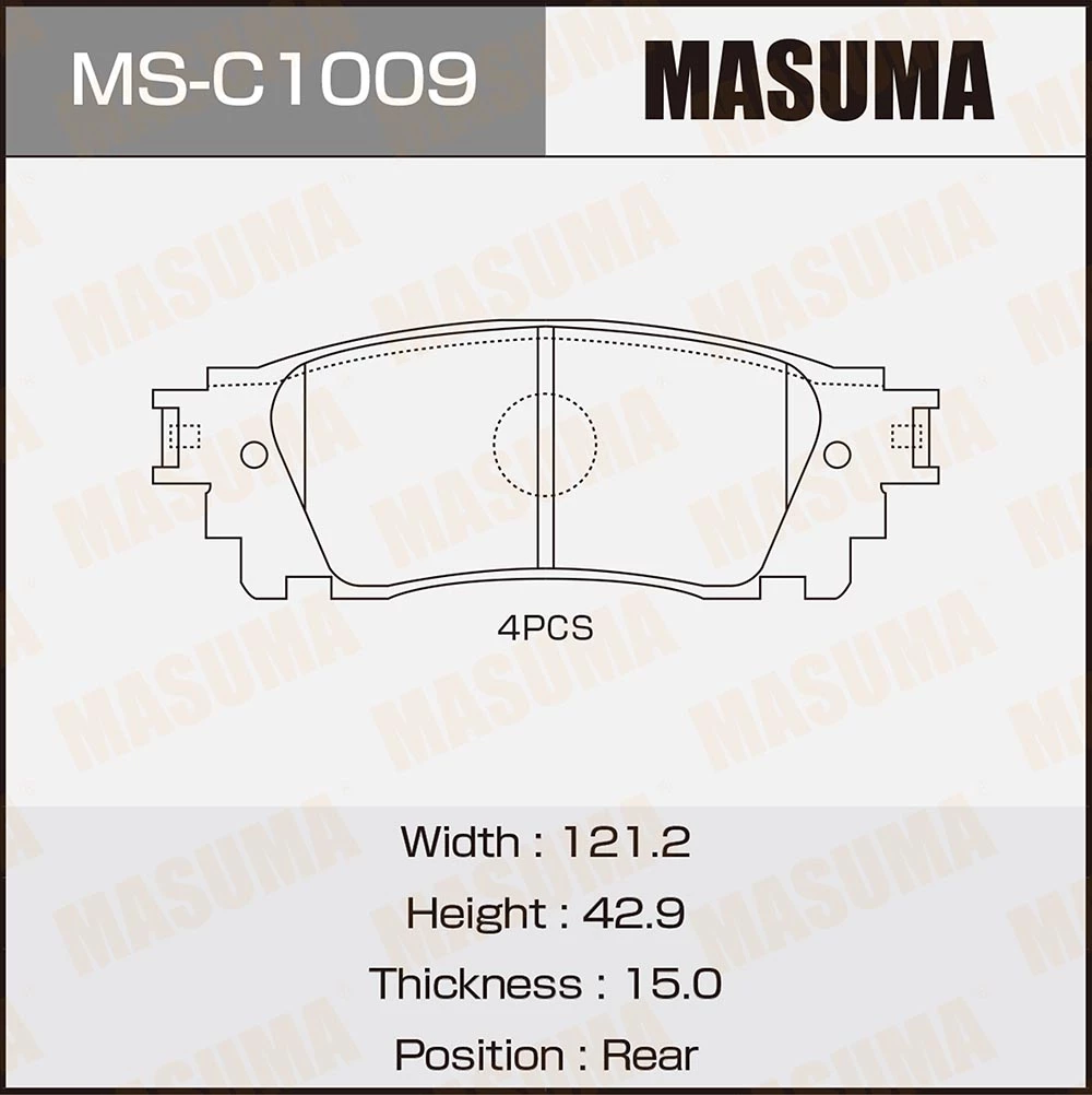 

Колодки тормозные дисковые Masuma MS-C1009