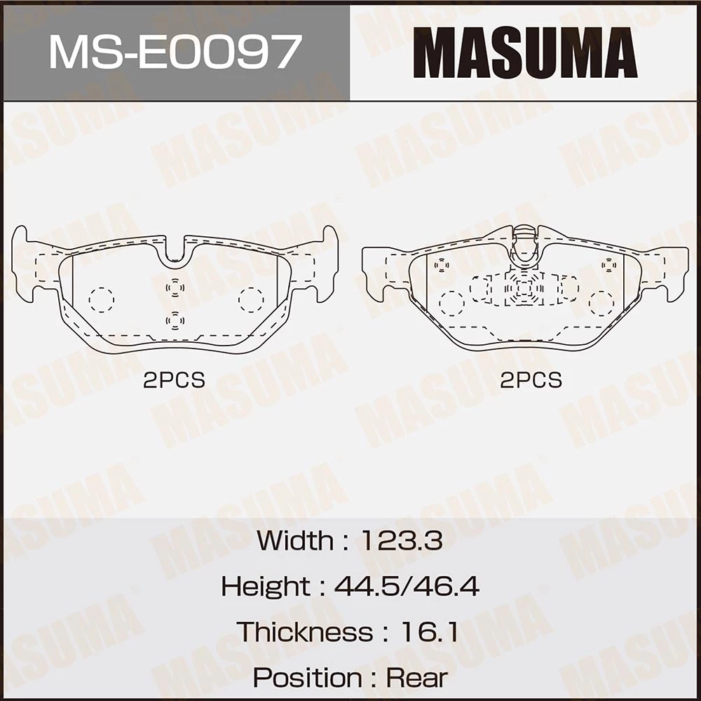 

Колодки тормозные дисковые Masuma MS-E0097