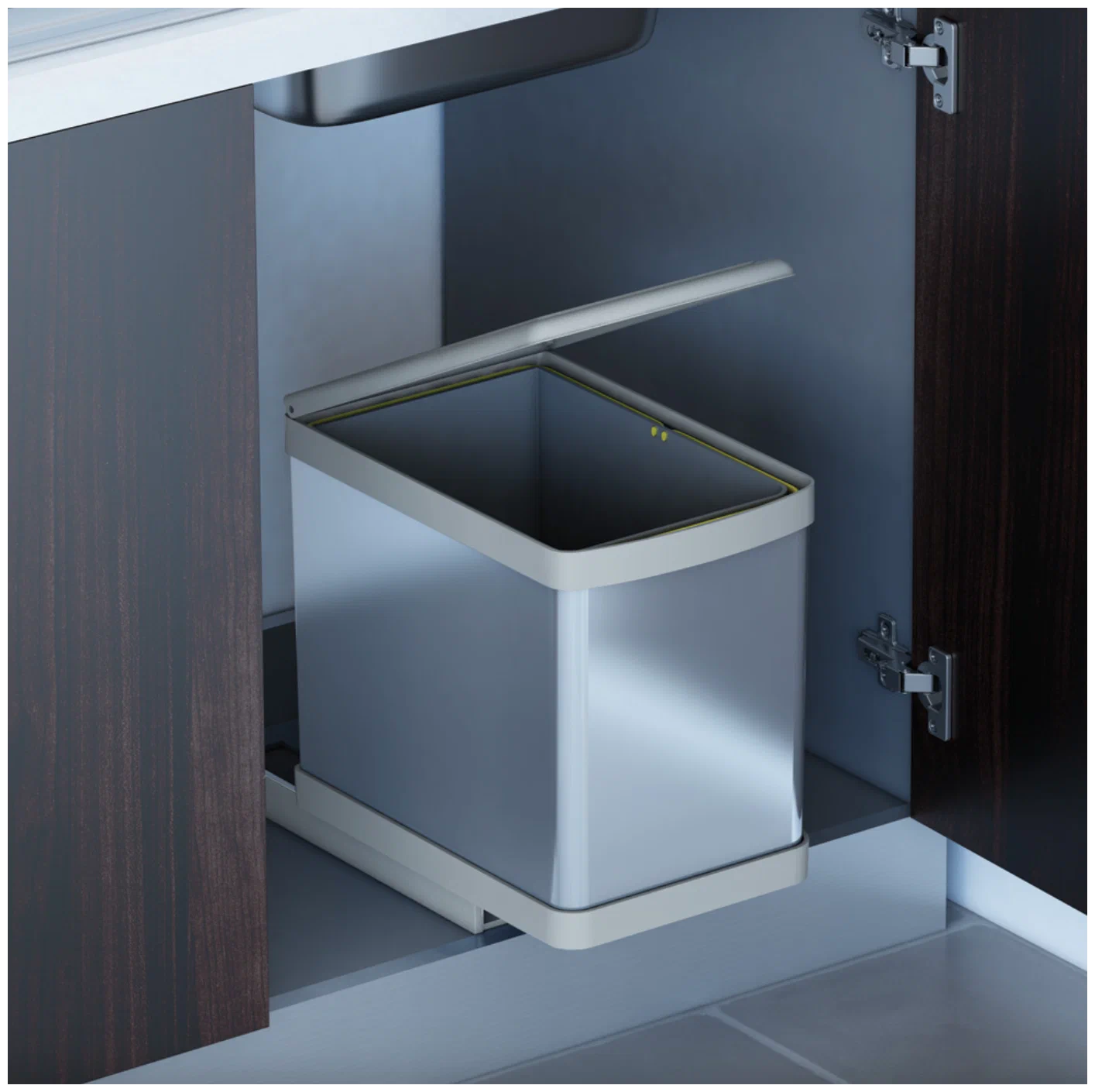 Выдвижное ведро для мусора Gollinucci 16 л пластик серый 1 шт