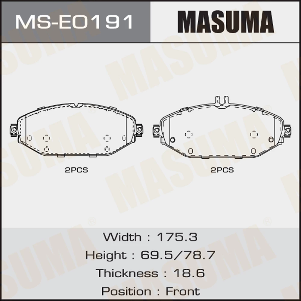 

Колодки тормозные дисковые Masuma MS-E0191