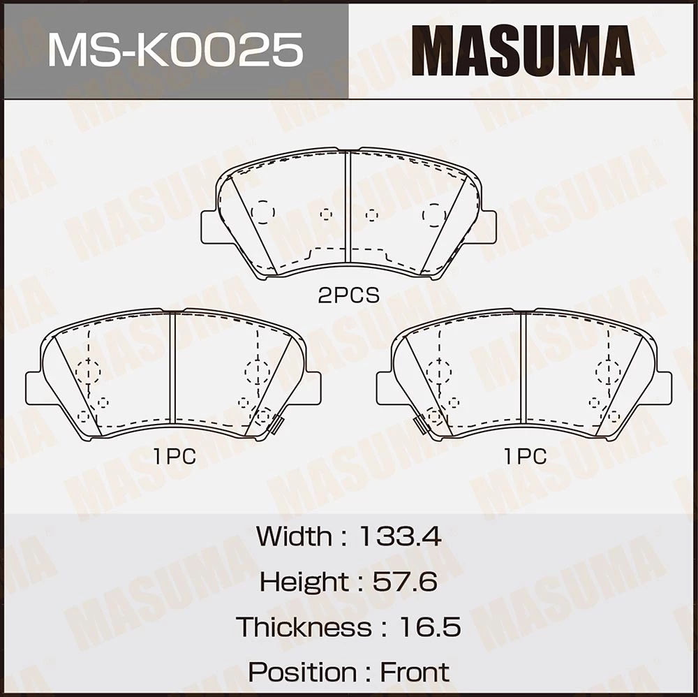 

Колодки тормозные дисковые Masuma MS-K0025