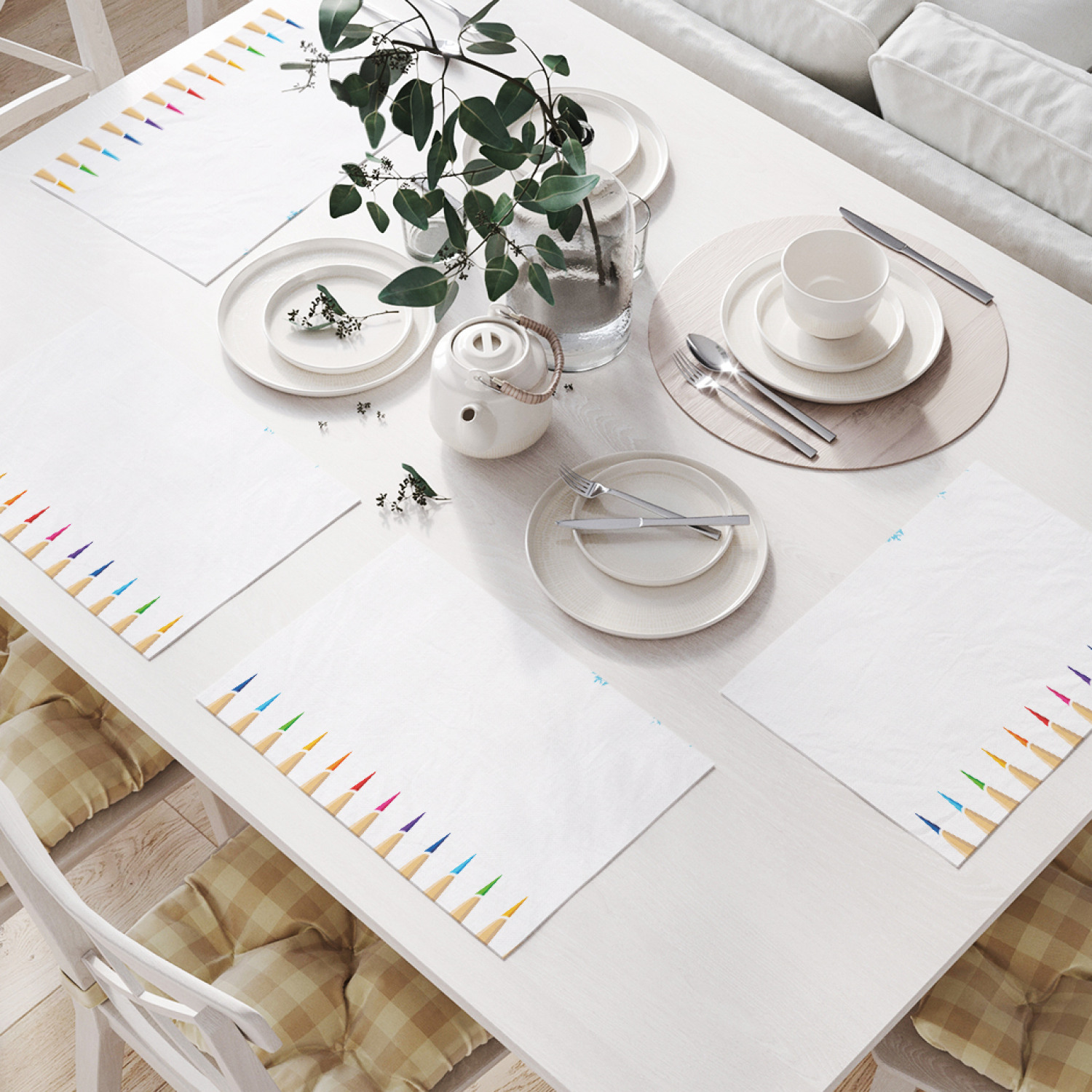 

Комплект салфеток JoyArty "Многоцветные карандаши" (32х46 см, 4 шт.), Многоцветные карандаши