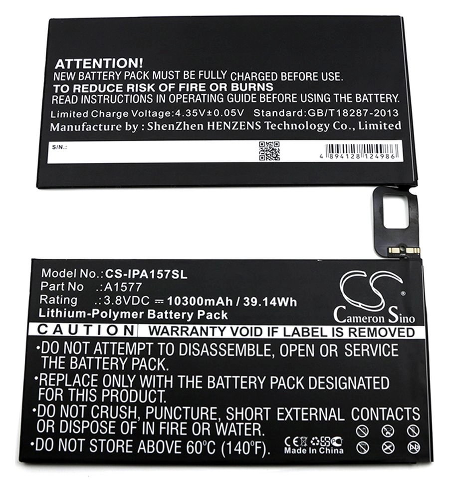 

Аккумулятор CameronSino CS-IPA157SL для Apple iPad Pro 12.9 (A1577) 10300mAh, Черный