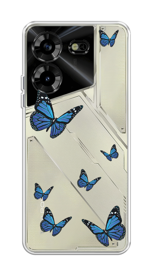 

Чехол Homey на Tecno Pova 5 "Blue butterflies", Синий;черный, 303950-1