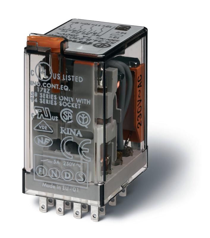 Реле миниатюрное универсальное электромеханич. монтаж в розетку 4CO 7А AgNi 12В DC RTI опц