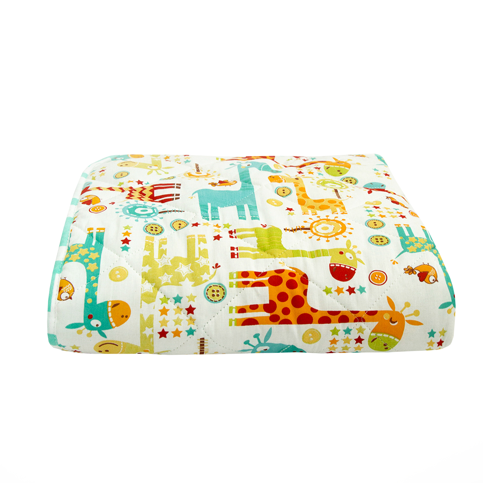 Коврик детский Amarobaby стёганный Soft Mat 115х115 см, Жирафики бирюзовый игровой коврик amarobaby детский стёганный зверята 115х115 см