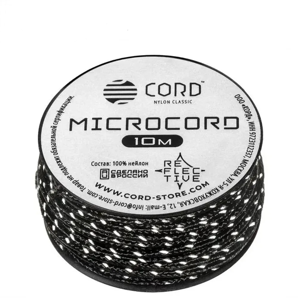 

Микрокорд CORD катушка 10м светоотражающий (black), Черный;белый, 10м светоотражающий black