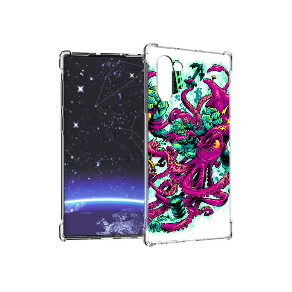 

Чехол MyPads Tocco для Samsung Galaxy Note 10 фиолетовый кракен (PT135782.511.657), Прозрачный, Tocco