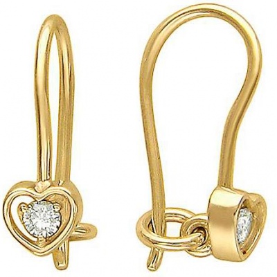 

Серьги из желтого золота с фианитом Эстет 01С136469, 01С136469