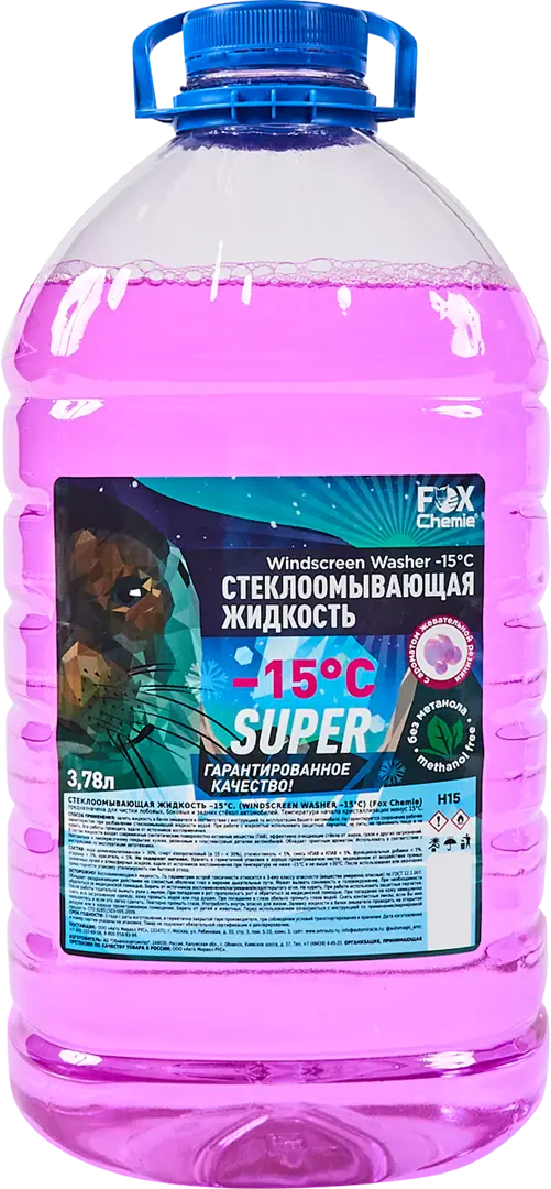 Зимняя стеклоомывающая жидкость без метанола Fox Chemie -15°C 3.78 л