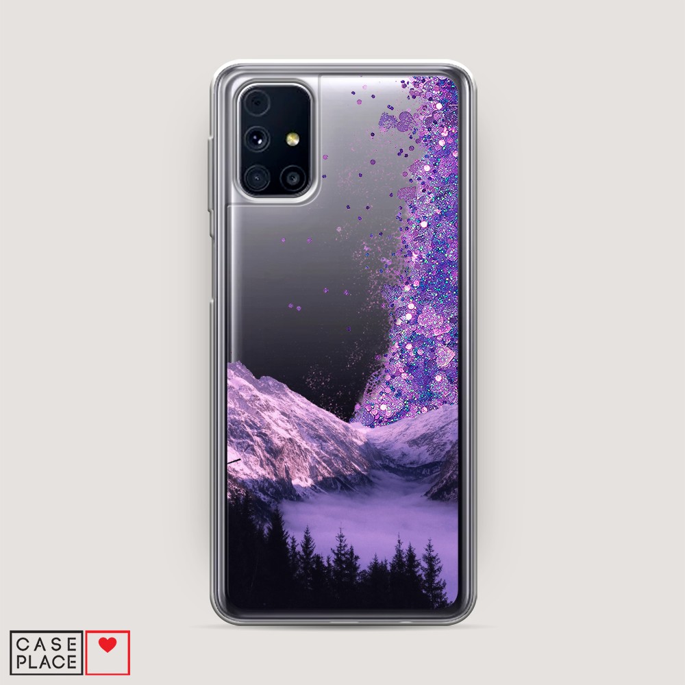 фото Жидкий чехол с блестками "сердце и самолет" на samsung galaxy m31 awog