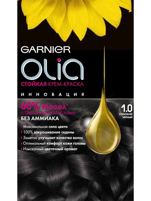 Купить Стойкая крем-краска для волос GARNIER Olia №1.0 Глубокий черный 110 мл