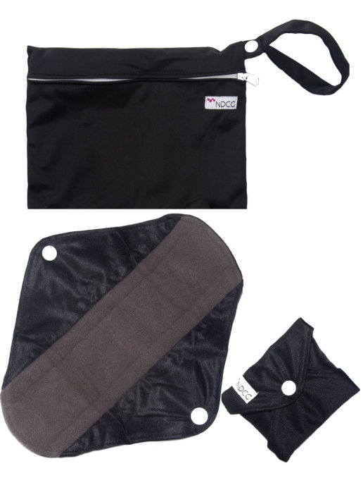 Многоразовые прокладки для КД NDCG, черные, 23*8 см, 2 шт в черном мешочке